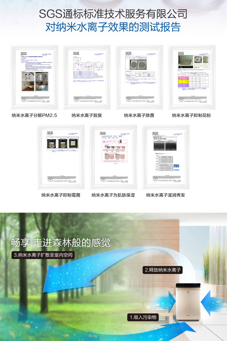 松下（Panasonic）加湿型家用空气净化器 F-VXG70C-N 除甲醛过敏原二手烟除雾霾PM2.5 节能导航离子杀菌-京东