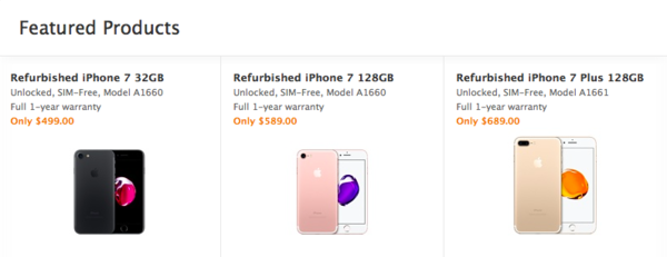 苹果推iPhone 7/7 Plus翻新版 499美元起