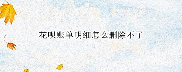 花呗账单明细怎么删除不了