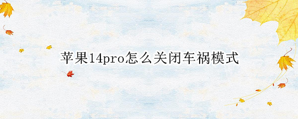 苹果14pro怎么关闭车祸模式
