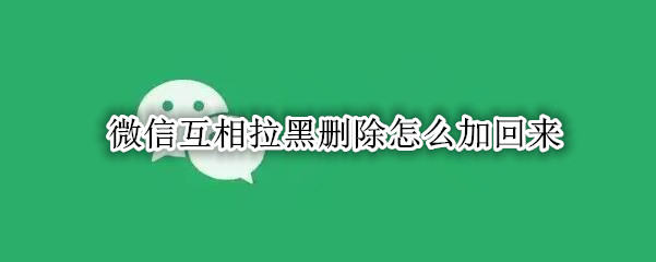 微信互相拉黑删除怎么加回来