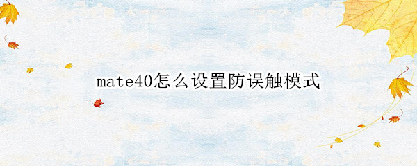 mate40怎么设置防误触模式