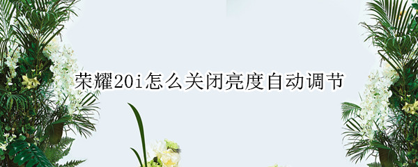 荣耀20i怎么关闭亮度自动调节